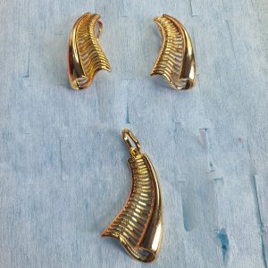 Gold plated earring and pendant