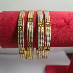 4 pieces white and gold plated bangle Size 10